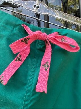Med Couture scrub pants—green/fuschia. Small Petite. Style: 8705P. Like new.